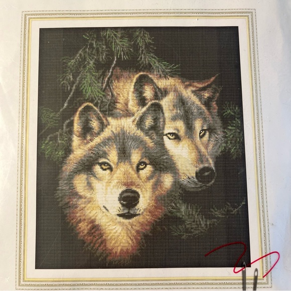 Joy Sunday Cross Stitch Kit D661 TWO WOLVES on printed fabric NEW - Picture 3 of 3